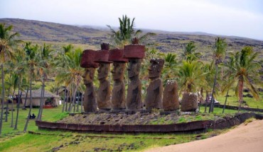 Ahu Nau Nau, a cultural and religious site built by Rapa Nui society on Easter Island’s Anakena beach, was among 11 sites where previously gathered data were examined as part of the new study. The site is located on the north shore of the Easter Island. Image credit: Robert DiNapoli.