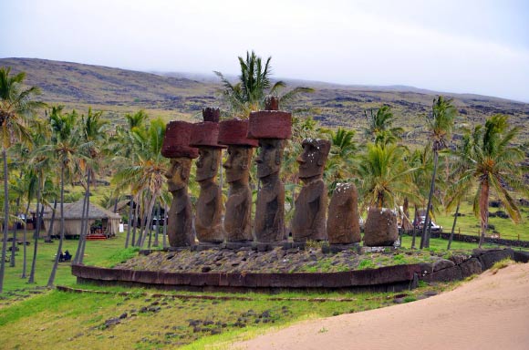 Ahu Nau Nau, a cultural and religious site built by Rapa Nui society on Easter Island’s Anakena beach, was among 11 sites where previously gathered data were examined as part of the new study. The site is located on the north shore of the Easter Island. Image credit: Robert DiNapoli.