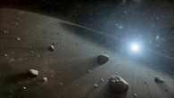 An artist’s impression of an asteroid belt around the bright star Vega. Image credit: NASA / JPL-Caltech.