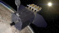 NASA’s Solar Dynamics Observatory (SDO) spacecraft, shown above the Earth as it faces toward the Sun. Image credit: NASA’s Goddard Space Flight Center.