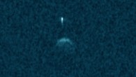 Range-Doppler radar image (colorized) of the binary near-Earth asteroid 2020 BX12. Image credit: Arecibo Observatory.