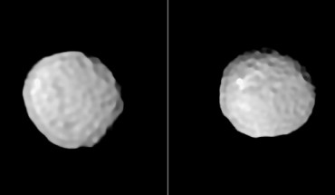 These images, taken by the SPHERE instrument on ESO’s Very Large Telescope, show the asteroid Pallas. Image credit: ESO / M. Marsset et al / MISTRAL algorithm, ONERA & CNRS.