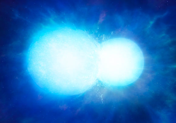 An artist’s impression of two white dwarfs. Image credit: Mark Garlick / University of Warwick.