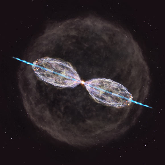 An artist’s impression of W43A. Image credit: NAOJ.