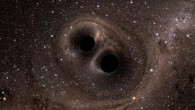 The collision of two black holes. Image credit: Simulating eXtreme Spacetimes Project.