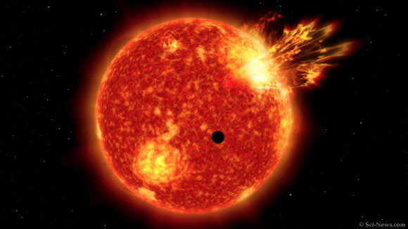 An artist’s impression of the Earth-sized exoplanet LHS 1815b and its host star. Image credit: Sci-News.com.