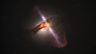 This artist’s impression illustrates how high-speed jets from supermassive black holes would look. Image credit: NASA / ESA / Hubble / L. Calçada, ESO.