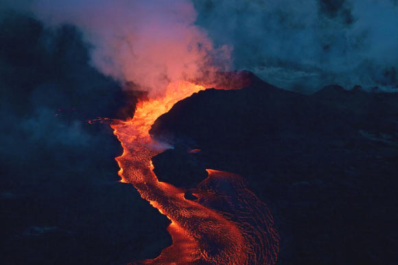 Lava streaming from an active vent during the 2018 eruption of Kīlauea volcano. Image credit: U.S. Geological Survey.