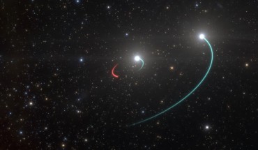 An artist’s impression of the HR 6819 triple system. Image credit: L. Calçada / ESO.