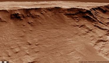 Channel-forms preserved in sedimentary layers in Hellas Planitia on Mars. Image credit: NASA / JPL-Caltech / University of Arizona / Matt Balme.