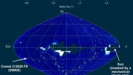 Comet SWAN makes its closest approach to Earth on May 13, 2020, at a distance of 85 million km (53 million miles); its closest approach to the Sun, called perihelion, will happen on May 27, 2020. Image credit: NASA / ESA / SOHO.