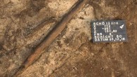 The 300,000-year-old wooden throwing stick at Schöningen 13 II-4, Germany. Image credit: Alexander Gonschior.