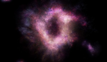 An artist’s impression of the collisional ring galaxy R5519. Image credit: James Josephides, Swinburne Astronomy Productions.