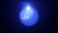 An artist’s impression of what one of extreme horizontal branch stars, and its giant whitish spot, might look like. The spot is bright, takes up a quarter of the star’s surface and is caused by magnetic fields. As the star rotates, the spot on its surface comes and goes, causing visible changes in brightness. Image credit: ESO / L. Calçada, INAF-Padua / S. Zaggia.