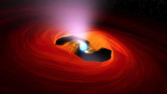 An artist’s impression of an ultraluminous X-ray pulsar. Image credit: NASA / JPL-Caltech.