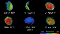 These images from the THEMIS camera on NASA’s Mars Odyssey orbiter show Phobos during different phases: waxing, waning and full. Image credit: NASA / JPL-Caltech / ASU / NAU.
