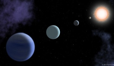 An artist’s impression of a four-planet system. Image credit: Sci-News.com.