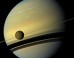 This mosaic of Saturn and its largest moon Titan combines six images -- two each of red, green and blue spectral filters -- to create this natural color view. The images were obtained with Cassini’s wide-angle camera on May 6, 2012, at a distance of approximately 778,000 km (483,000 miles) from Titan. Image credit: NASA / JPL-Caltech / Space Science Institute.
