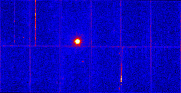 Composite image of Swift J1818.0-1607, the youngest pulsar ever observed, as seen by the EPIC-pn camera on ESA’s XMM-Newton observatory. The image combines observations in the following energy bands: 2-4 keV (red), 4-7.5 keV (green) and 8.5-12 keV (blue). Image credit: ESA / XMM-Newton / P. Esposito et al.