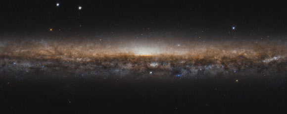 This Hubble image shows the edge-on spiral galaxy NGC 5907. Image credit: NASA / ESA / Hubble / R. de Jong / Judy Schmidt, www.geckzilla.com.
