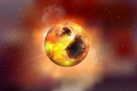 An artist’s impression of the red supergiant star Betelgeuse. Image credit: Graphics Department, Max Planck Institute for Astronomy.