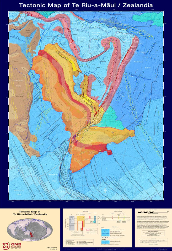 The tectonic map of Zealandia. Image credit: GNS Science.