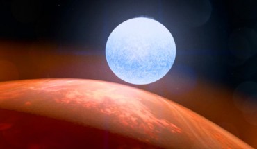 This illustration shows how the ultrahot Jupiter KELT-9b sees its host star. Image credit: NASA’s Goddard Space Flight Center / Chris Smith, USRA.