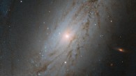 This Hubble image shows the barred spiral galaxy NGC 7513. The color image was made from separate exposures taken in the visible and infrared regions of the spectrum with Hubble’s Wide Field Camera 3 (WFC3). Three filters were used to sample various wavelengths. The color results from assigning different hues to each monochromatic image associated with an individual filter. Image credit: NASA / ESA / Hubble / M. Stiavelli.