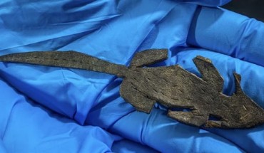 The 1,900-year-old leather toy mouse from the Roman fort of Vindolanda. Image credit: Vindolanda Trust.