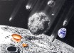 Meteoroids bombarded the Earth-Moon system 800 million years ago. Image credit: Murayama, Osaka University.