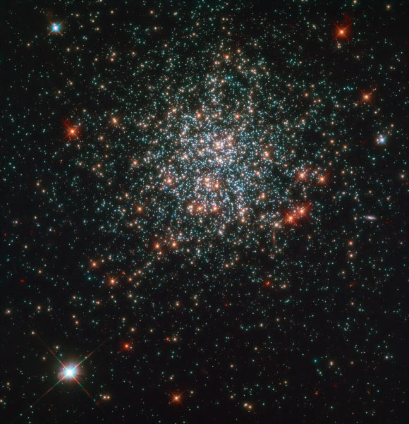 This Hubble image shows the open cluster NGC 2203. The image includes optical and near-infrared observations from Hubble’s Wide Field Camera 3 (WFC3). Three filters were used to sample various wavelengths. The color results from assigning different hues to each monochromatic image associated with an individual filter. Image credit: NASA / ESA / Hubble / L. Girardi