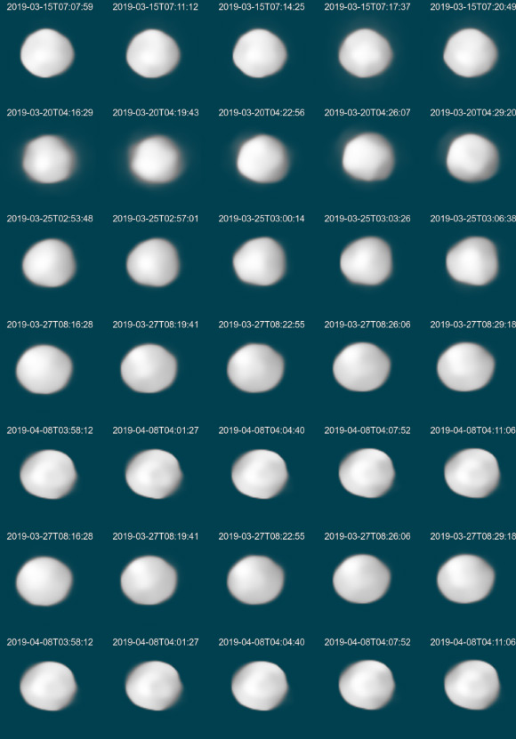 Full set of VLT/SPHERE/ZIMPOL images of (31) Euphrosyne. Image credit: Yang et al, arXiv: 2007.08059.