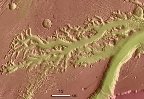 A glacial valley network on Mars. Image credit: Grau Galofre et al, doi: 10.1038/s41561-020-0618-x.