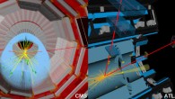 Candidate event displays of a Higgs boson decaying into two muons as recorded by CMS (left) and ATLAS (right). Image credit: CERN.