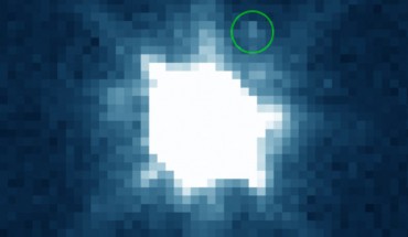 This image of Eurybates and its moon (circled) was captured by Hubble’s Wide Field Camera 3 (WFC3) on September 14, 2018. Image credit: NASA / ESA / Hubble / Noll et al, arXiv: 2008.01858.