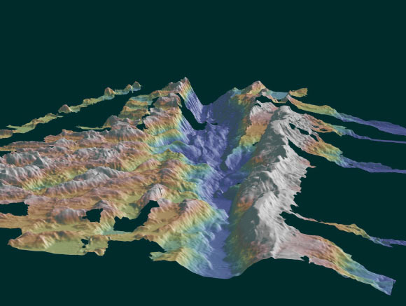 Reconstructed image of the Romanche Fracture Zone. Image credit: Hicks et al, doi: 10.1038/s41561-020-0619-9.