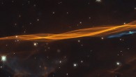 This Hubble image shows a small portion of the Cygnus Loop, a donut-shaped nebula located 2,400 light-years away in the constellation of Cygnus. Image credit: NASA / ESA / Hubble / W. Blair / Leo Shatz.