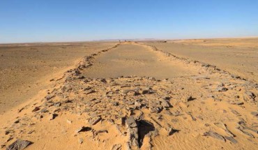 A mustatil in the Nefud Desert, northern Arabia. Image credit: Huw Groucutt.