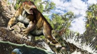 Life reconstruction of the putative attack of a young to sub-adult Purussaurus on the ground sloth Pseudoprepotherium in a swamp of proto-Amazonia. Image credit: Jorge A. González.