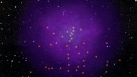 This image shows the location of the 43 quasars Lehner et al used to probe Andromeda’s gaseous halo. These quasars are scattered far behind the halo, allowing scientists to probe multiple regions. Looking through the immense halo at the quasars’ light, the team observed how this light is absorbed by the halo and how that absorption changes in different regions. By tracing the absorption of light coming from the background quasars, the astronomers are able to probe the halo’s material. Image credit: NASA / ESA / E. Wheatley, STScI.
