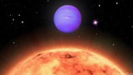 An artist’s impression of the hot Neptune TOI-824b and its parent star TOI-824. Also known as SCR J1448-5735, TYC 8688-915-1, TIC 193641523 and 2MASS J14483982-5735175, the star is around 70% the size and mass of the Sun and is 10.9 billion years old. Image credit: Sci-News.com.
