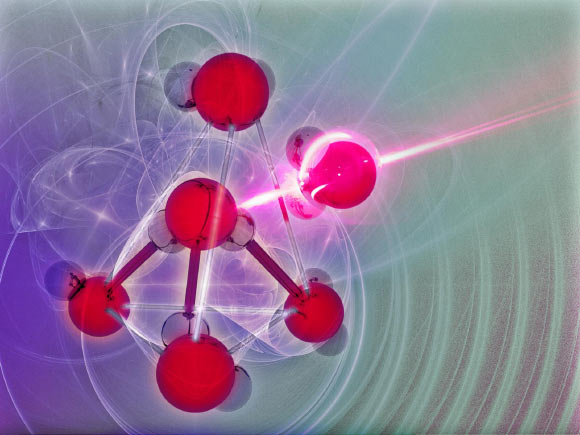 Kringle et al captured reversible changes in the structure of supercooled water using pulsed laser heating and infrared spectroscopy. Image credit: Timothy Holland, Pacific Northwest National Laboratory.