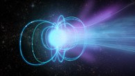 An artist’s impression of a magnetar emitting a burst of radiation. Image credit: Sophia Dagnello, NRAO / AUI / NSF.