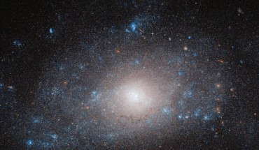 This Hubble image shows the spiral galaxy NGC 5585. Hotspots of star formation can be seen along the galaxy’s faint spiral arms. These regions shine a brilliant blue, contrasting strikingly against the ever-black background of space. The color image is made up of observations from Hubble’s Advanced Camera for Surveys (ACS) in the near-infrared and optical parts of the spectrum. Two filters were used to sample various wavelengths. The color results from assigning different hues to each monochromatic image associated with an individual filter. Image credit: NASA / ESA / Hubble / R. Tully / Gagandeep Anand.
