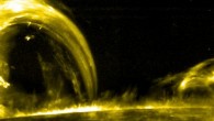 Antolin et al spotted nanojets in the solar corona. Image credit: NASA’s Goddard Space Flight Center / Scientific Visualization Studio.