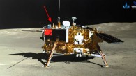 View of the Chang’E 4 lander with the location of the LND sensor head indicated by the red arrow. LND is mounted in the Chang’E 4 payload compartment; the lid at the tip of the red arrow is closed at night to protect LND from the cold lunar night. Image credit: Chinese National Space Agency / National Astronomical Observatories of China.