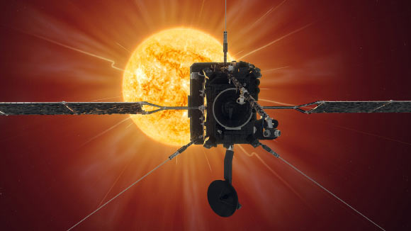 ESA’s Solar Orbiter reached its first perihelion, the point in its orbit closest to the star, on June 15, 2020, getting as close as 77 million km (47.8 million miles) to the star’s surface. Imager credit: ESA / ATG Medialab.