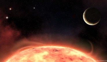 An artist’s impression of the hot rocky exoplanet TOI-540b and its parent star. Image credit: Sci-News.com.