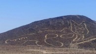 This image shows the figure of a feline on a hillside in the Nazca Desert, southern Peru. Image credit: La Oficina de Comunicación e Imagen, Ministerio De Cultura, Gobierno del Perú.