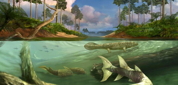 Devonian world. Image credit: Field Museum of Natural History in Chicago.